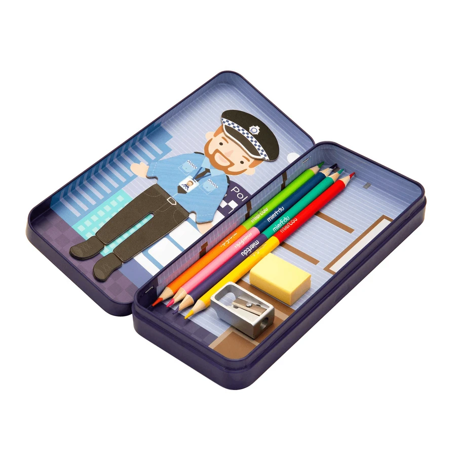 Magnetisches Puzzle in Metallbox, Zuordnungs- und Zuordnungsspiel - Polizist