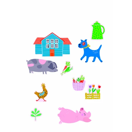 Juego de pegatinas - Granja