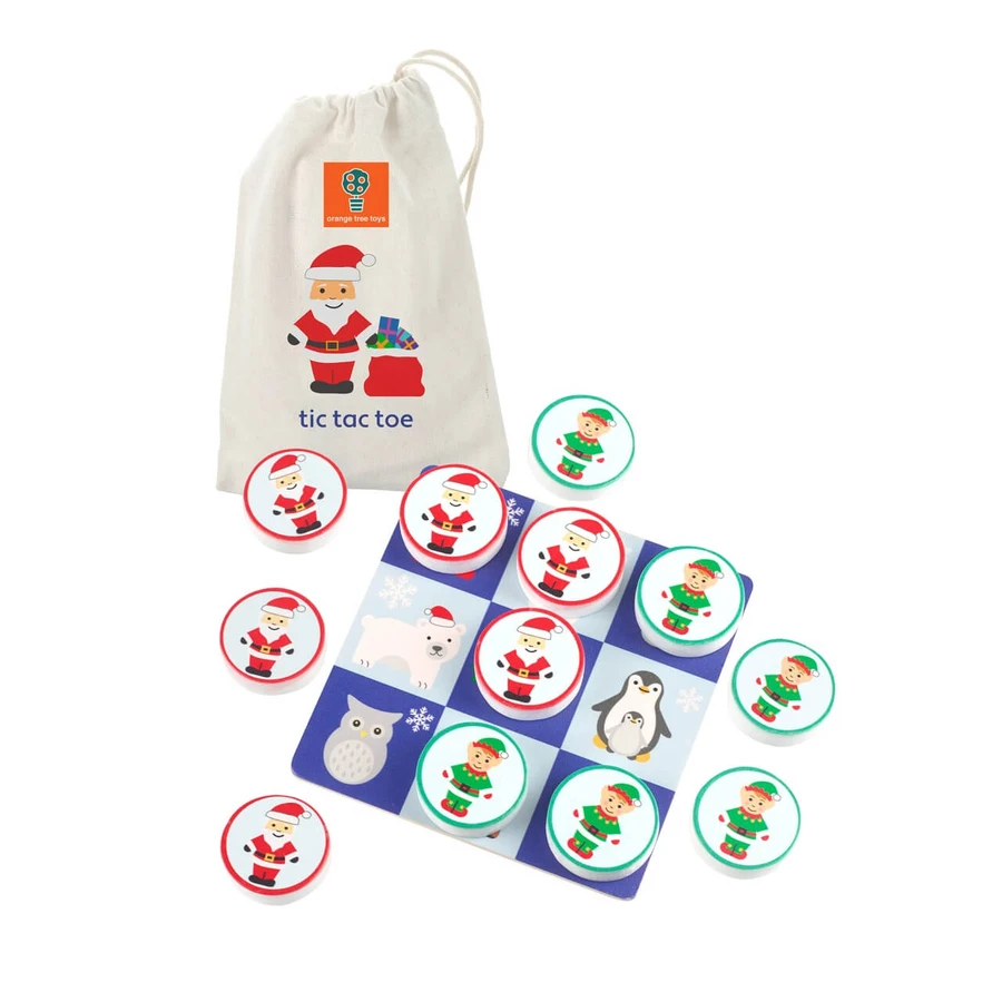 Tic-Tac-Toe-Spiel aus Holz für die Feiertage, Orange Tree Toys