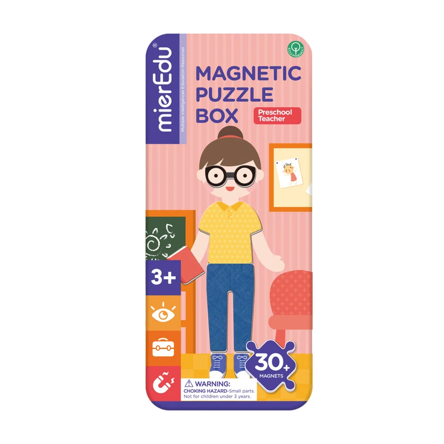 Magnetic puzzle in metal box, matching and association game - Educators