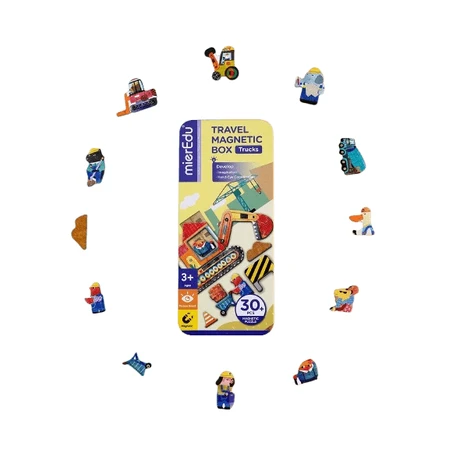 Magnetisches Puzzle in Metallbox, Zuordnungsspiel - Trucks