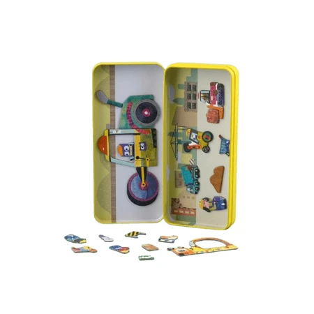 Magnetisches Puzzle in Metallbox, Zuordnungsspiel - Trucks
