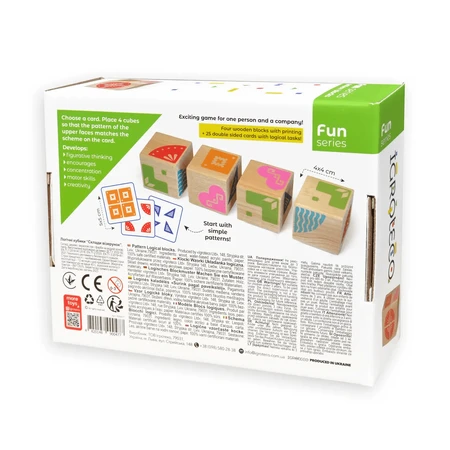Blocs logiques en bois, avec motif, 4 pièces