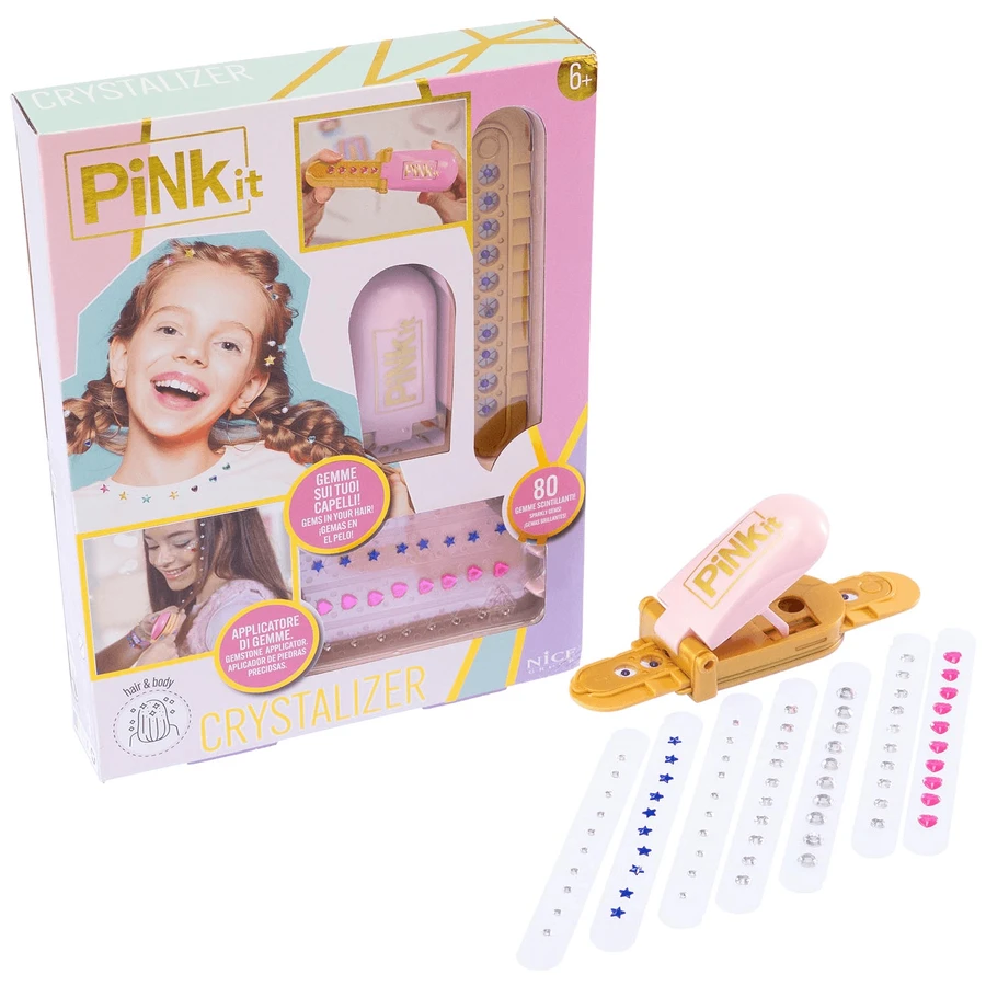 Set creativo con aplicador multifuncional de cristal y piedra decorativa - Pink It Crystalizer