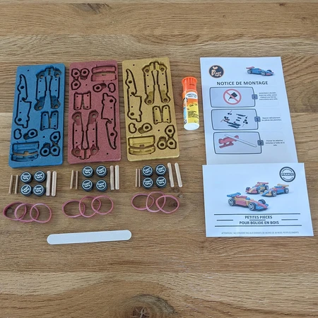 Bausatz 3 Rennwagen, Krokodilspielzeug