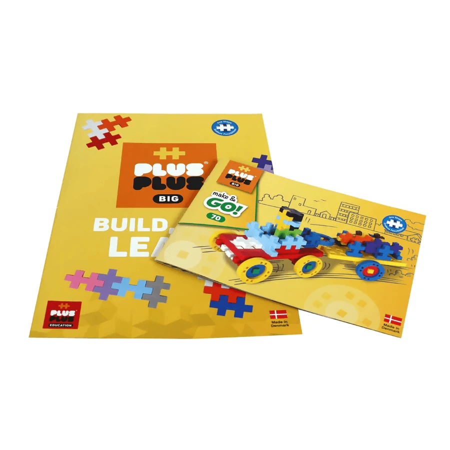 Set constructie educativ Plus-Plus, 200 piese mari, mix, cu roti si placi de baza
