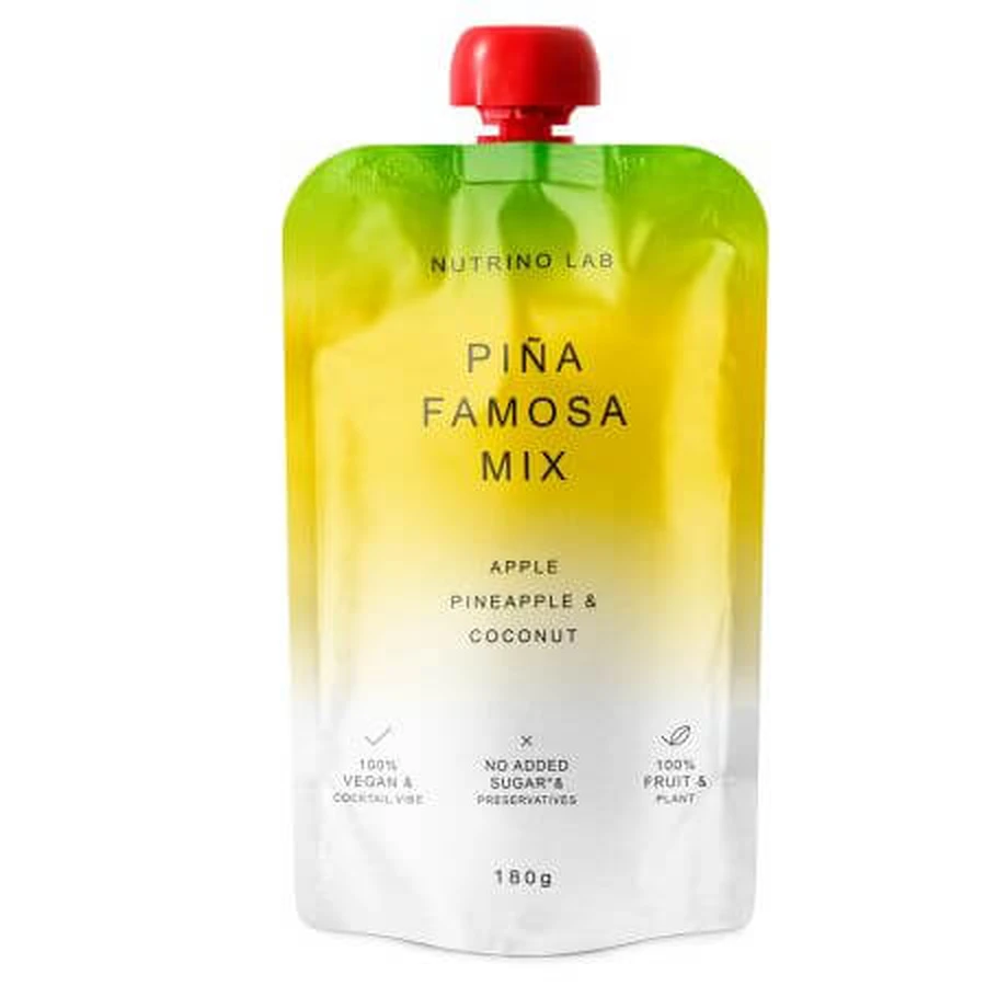 Gepasteuriseerde puree met appel, ananas en kokosnoot Pina Famosa Mix, 180 g, Nutrino Lab