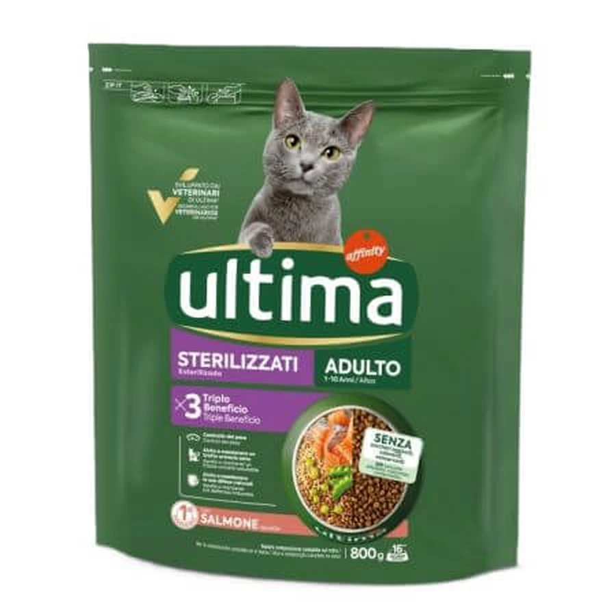 Pienso de salmón para gatos esterilizados, 800 g, Ultima