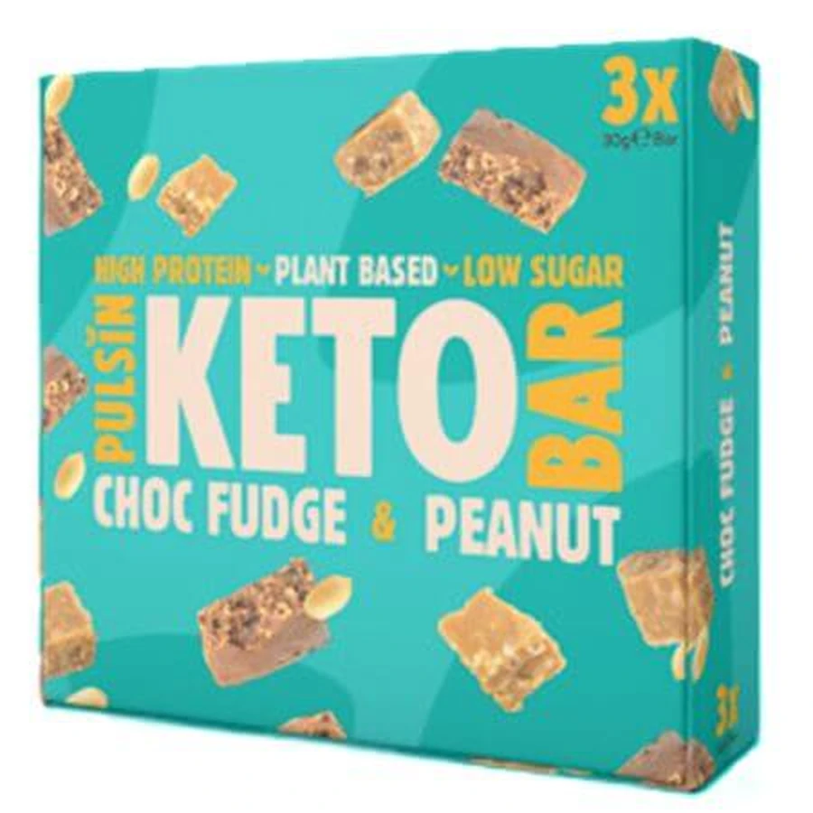 Proteinriegel mit Erdnüssen und Schokoladenchips Keto Bar, 3x30 g, Pulsin