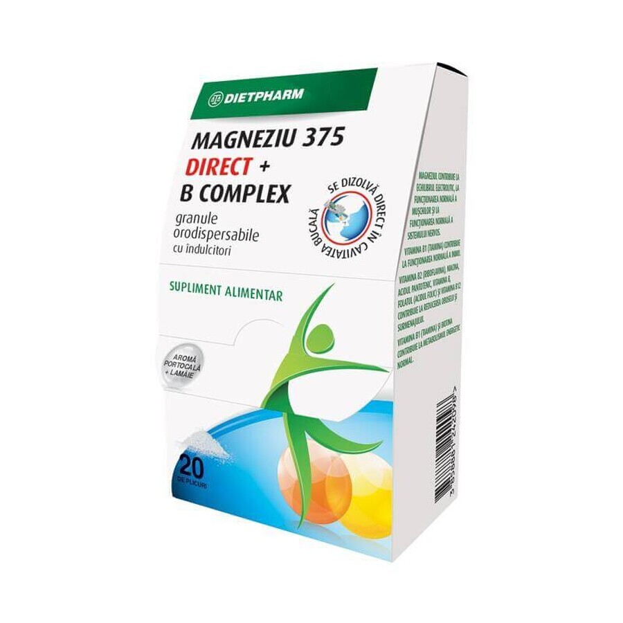 Magneziu 375 Direkt + B complex x 20 pl. orodisp.