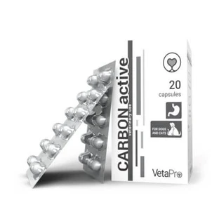 Verdauungsergänzungsmittel für Hunde und Katzen Carbon Active, 250 mg, 20 Kapseln, Vetapro