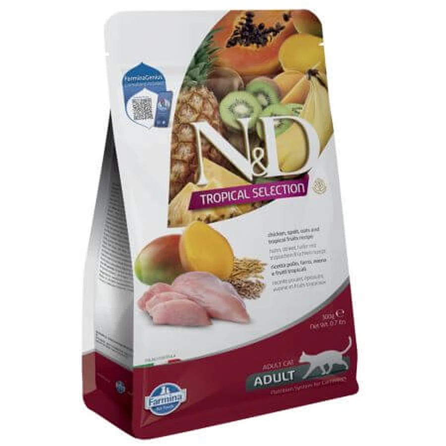 Trockenfutter mit Huhn und tropischen Früchten für Katzen N&D Tropical Selection, 300 g, Farmina