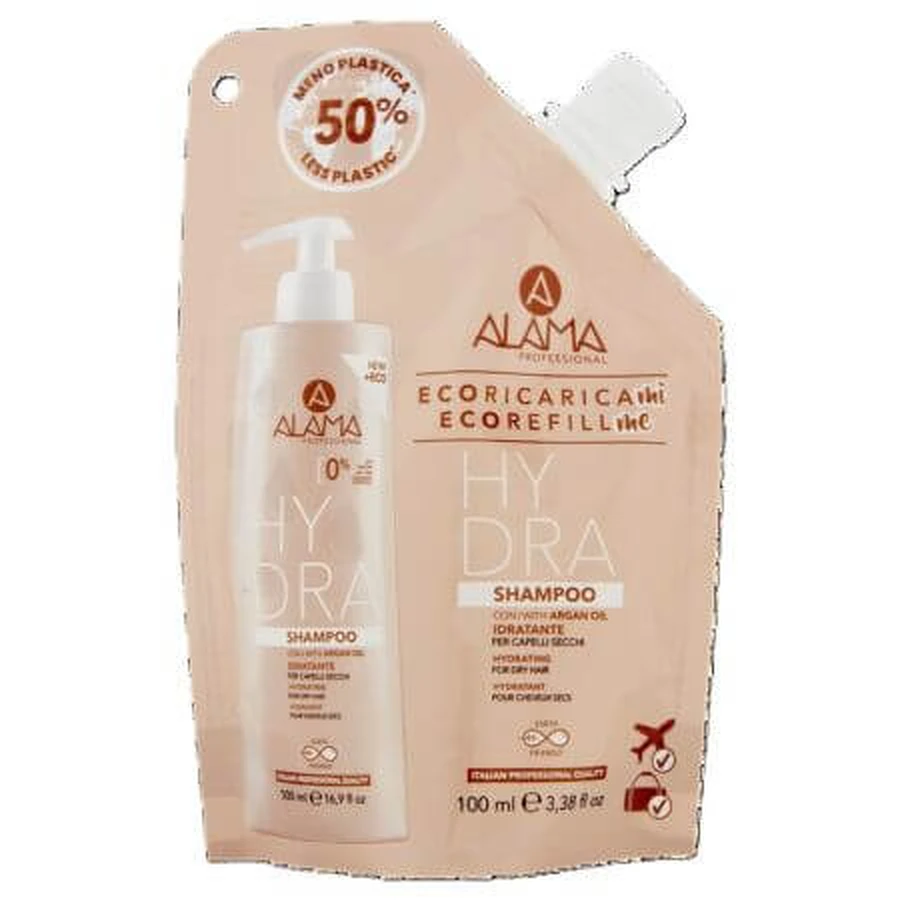 Recambio Champú hidratante con aceite de argán Hydra Hydra, 100 ml, Alama