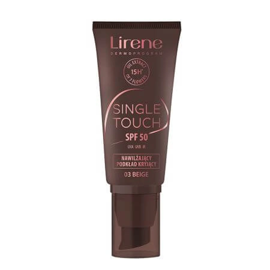 Fond de ten hidratant cu SPF50 03 Beige Single Touch, 30 ml, Lirene