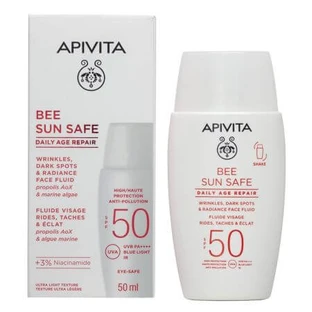 Bee Sun Safe fluido idratante antirughe con protezione solare SPF 50, 50 ml, Apivita