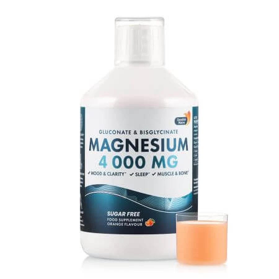 Vloeibaar magnesium 4000 mg gluconaat en bisglycinaat, 500 ml, Swedish Nutra