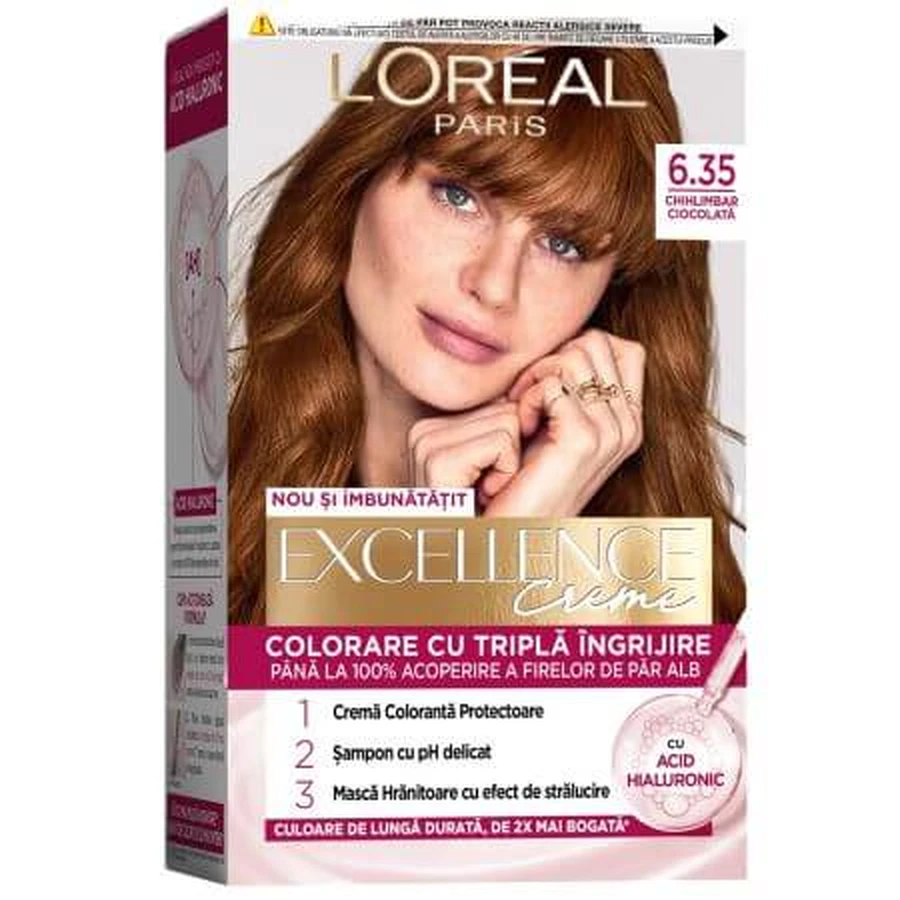Haarfarbe mit Hyaluronsäure Excellence Color Creme 6.35 Chocolate Brown, 192 ml, Loreal