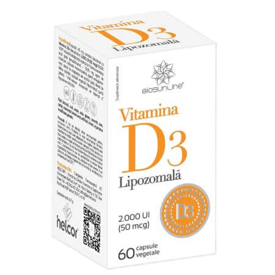 Vitamina D3 Lipozomala, 2000 UI, 60 capsule vegetale, BioSunLine