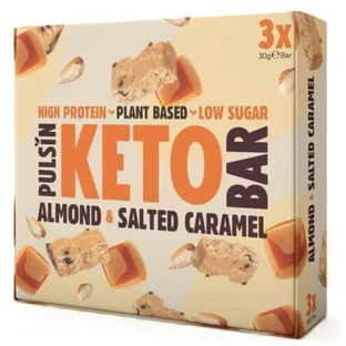 Proteinriegel mit Mandeln und gesalzenem Karamell Keto Bar, 3x30 g, Pulsin