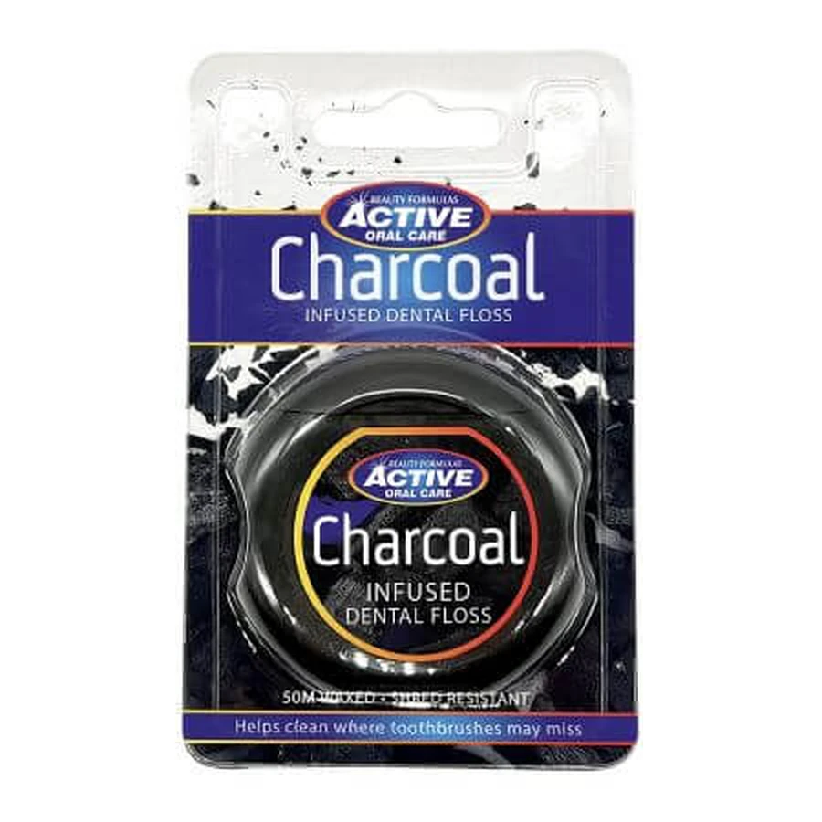 Bande interdentaire cirée en carbone, Active Oral Care, 50 m, Beauty Formulas