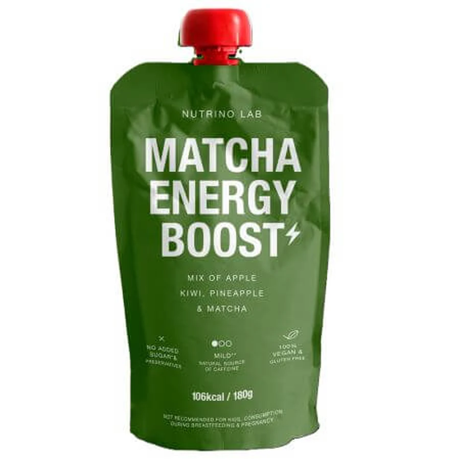 Pasteurized puree with apple, kiwi, pineapple and matcha Matcha Matcha Energy Boost, 180 g, Nutrino Lab