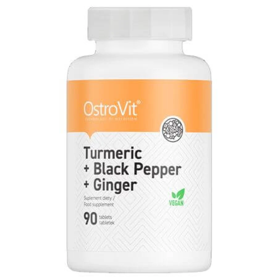 Kurkuma + Ingwer + Schwarzer Pfeffer, 90 Tabletten, OstroVit