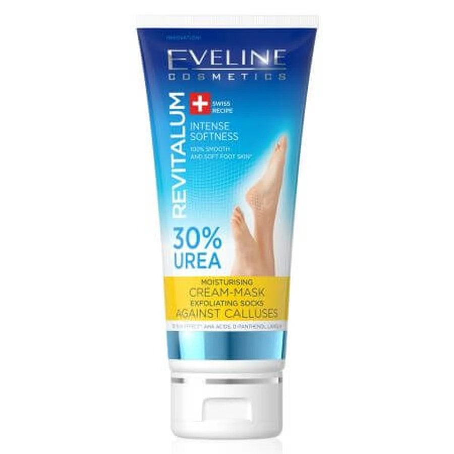 Mascarilla exfoliante para pies y talones con 30% de urea Revitalium, 75 ml, Eveline Cosmetics