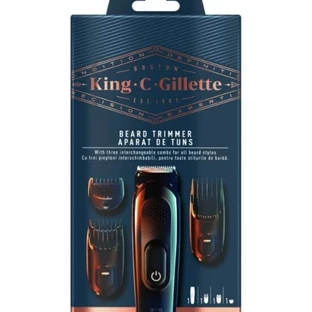 Gillette King C Baardtrimmer Oplaadbaar Gezichtsscheerapparaat met 3 Vervangingskoppen