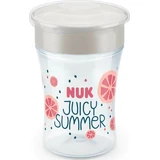 NUK Fruits Magic Cup Tazza didattica con bordo perimetrale e coperchio con coperchio per frutti d'uva, per 8+ mesi 230ml 10.255.593 - Rosa