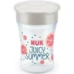 NUK Fruits Taza Mágica Taza de Enseñanza con Borde Perimetral y Tapa con Tapa de Fruta de Uva, Para 8+ Meses 230ml 10.255.593 - Rosa