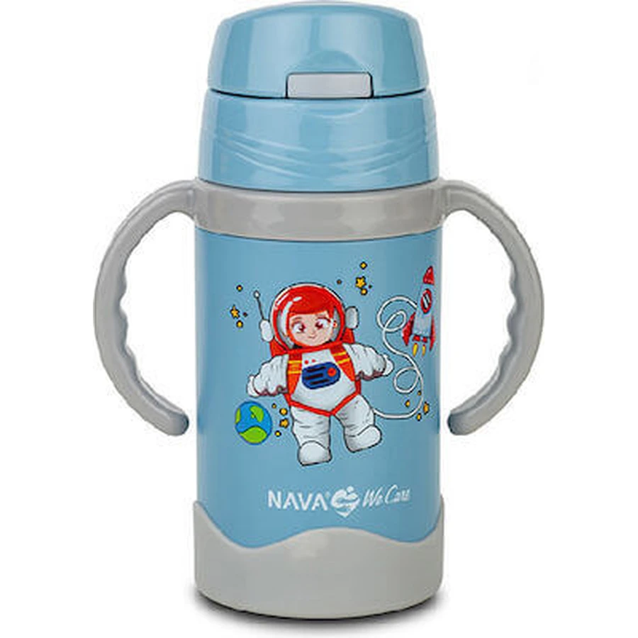 NAVA Thermos Stainless Steel Bottle with Handles We Care 300ml Blue (10-113-002)