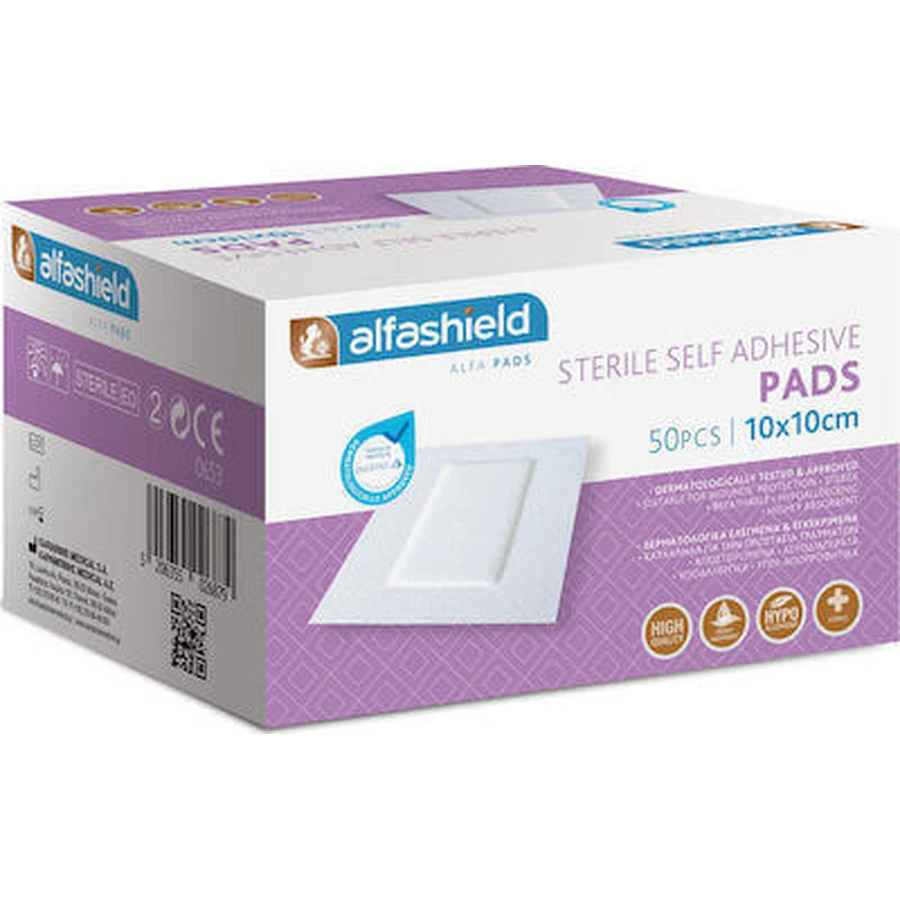 ALFASHIELD Patchs adhésifs stériles 10x10cm 50 pièces