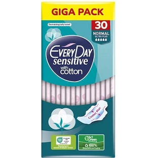 EVERYDAY Giga Pack Damenbinden Sensitive mit Baumwolle Normal Ultra Plus 30 Stück