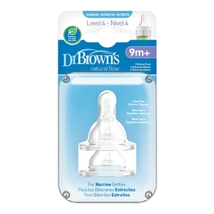 DR. BROWN'S Natural Flow Silicone Bottle Nipple Options+ With Narrow Neck Level 4 9+ Months 2 Pieces 313