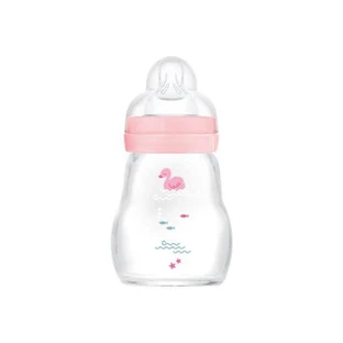 MAM Sticlă de sticlă Feel Good cu mamelon din silicon pentru 0+ luni 170ml