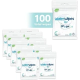WATERWIPES Toallitas húmedas On The Go 100% sin plástico con un 99,9% de agua (10 paquetes de 10 unidades)