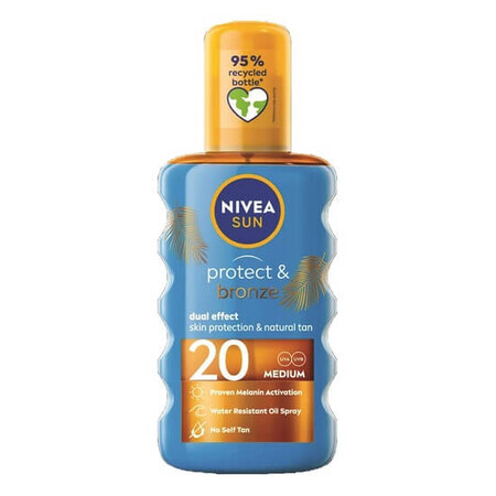 Ulei spray pentru protectie solara SPF 20 Protect & Bronze, 200 ml, Nivea Sun