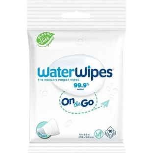 Șervețele umede WATERWIPES On The Go 100% fără plastic cu 99,9% apă 10 bucăți