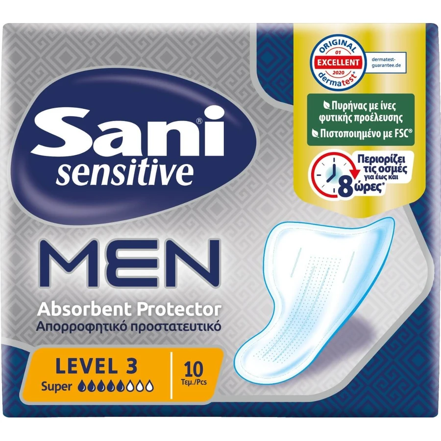SANI Sensitive Men Super Level 3 Absorbent Protective Pads for Men 10 pieces