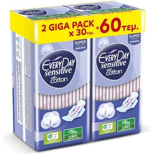 EVERYDAY Sensitive Cotton Super Ultra Plus Giga Pack 60 Stück 2x30