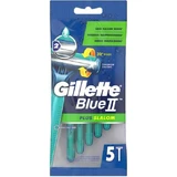 GILLETTE Blue II Slalom Plus Disposable Razor Blades with 2 Blades & Lubricating Tape 5 pieces