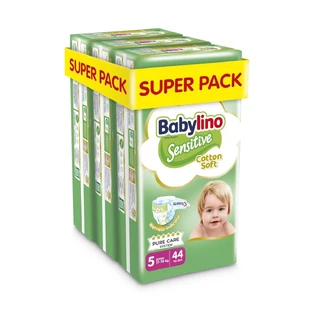 BABYLINO Scutece pentru copii moi din bumbac sensibil No5 11-16kg (44x3) 132 bucăți Super Pack