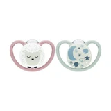 Succhietto in silicone NUK Space Night per 6-18 mesi 2 pezzi - Rosa
