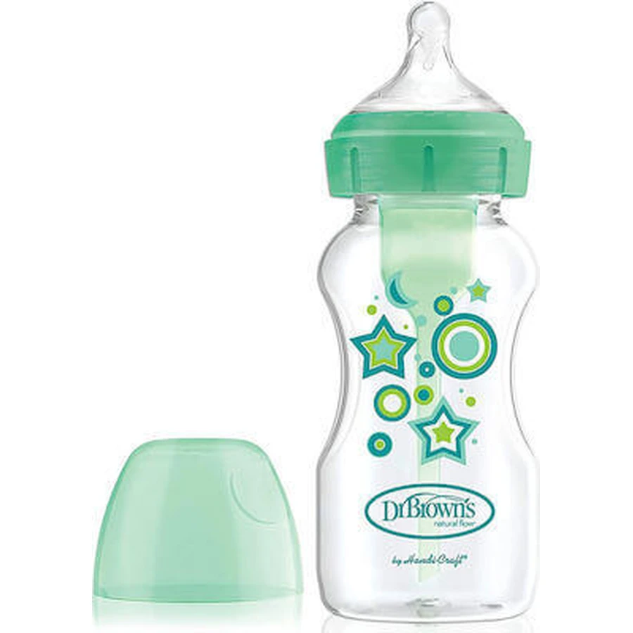 DR. BROWN'S Bottiglia di plastica Options+ Bottiglia anticolica a collo largo con tettarella in silicone 270ml Per 0+ mesi WB 91806