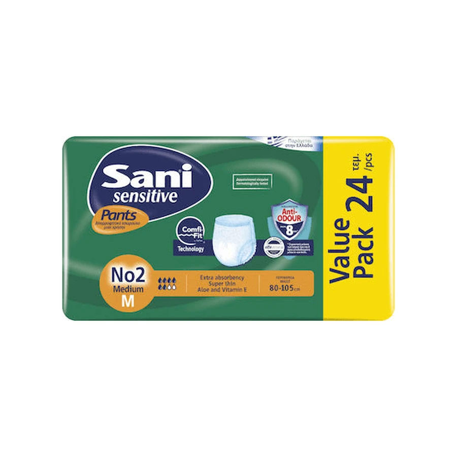 SANI Sensitive Pants Elastyczna bielizna na nietrzymanie moczu No2 Medium x24 sztuki Value Pack: ceny i cechy