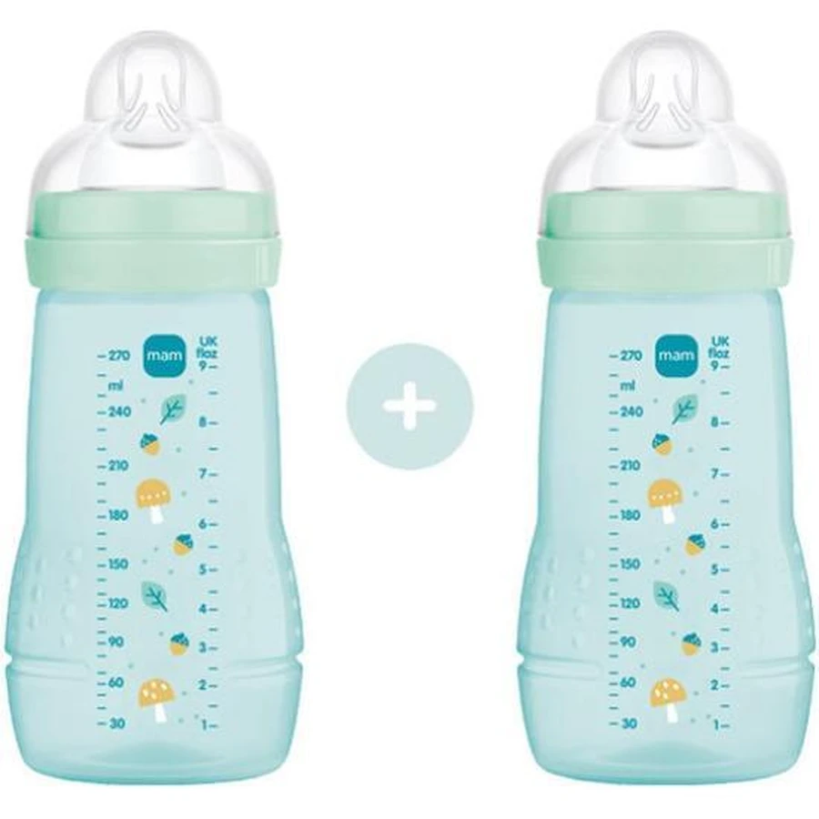 MAM Biberon plastique Easy Active avec tétine en silicone à partir de 2+ mois 270ml 2 pièces