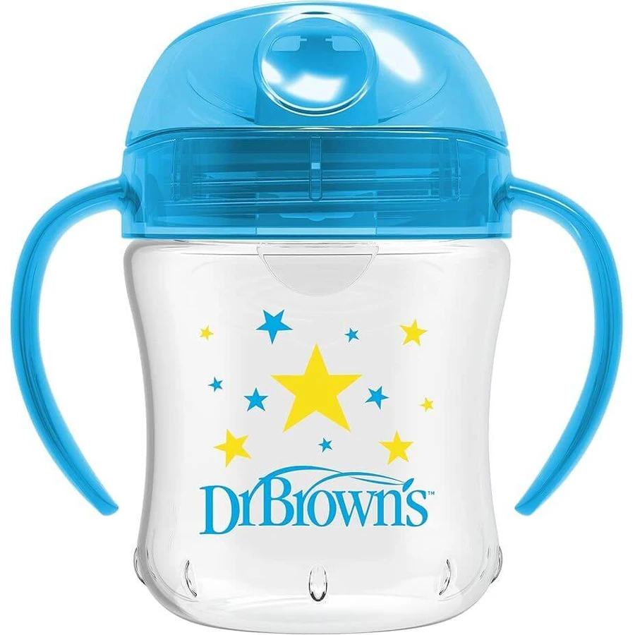 DR. BROWN'S Soft Spout Transition Cup Cupa de învățare cu gura moale, capac și mânere 180ml 6+ luni