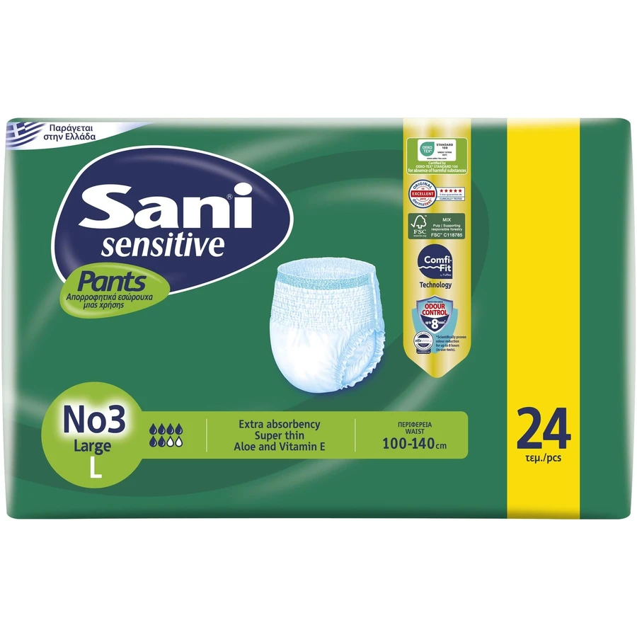 SANI Sensitive Pants Lenjerie elastică pentru incontinență No3 Large 24 bucăți