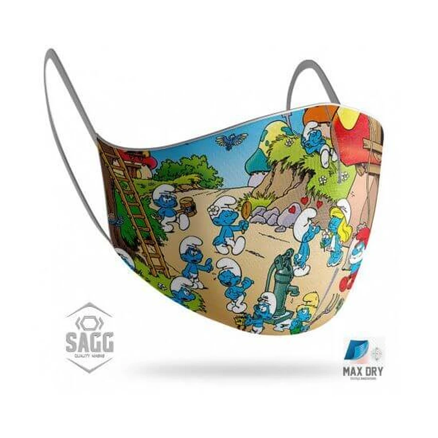 SAGG Máscara de Tela Infantil Pitufos 6-12 Años