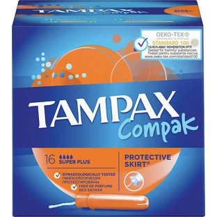 TAMPAX Compak Super Plus Tampoane cu aplicator pentru flux crescut 16 bucăți